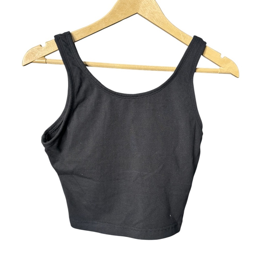 Cheetah | Black Cropped Tank Top | Cotton Spandex | Built-In Lining | Size L